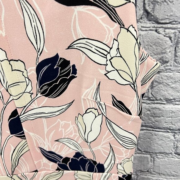 Banana Republic Women's  Sleeveless Sheath Dress  Size 4 Pink Black White Floral - Picture 6 of 13
